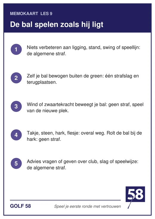 Memokaart van les 9
