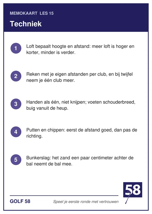 Memokaart van les 15