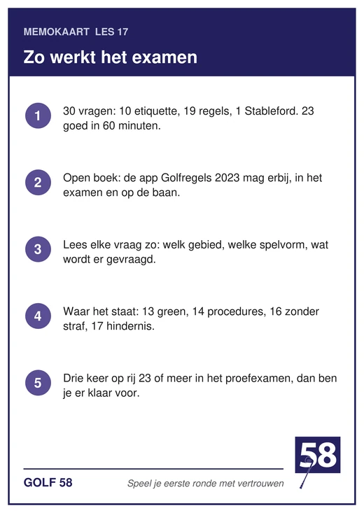 Memokaart van les 17